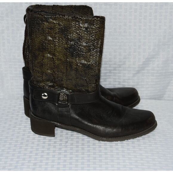 Stuart Weitzman Pimlico Coated Knit Leather Mid Calf Boots Size 9 - Picture 6 of 9